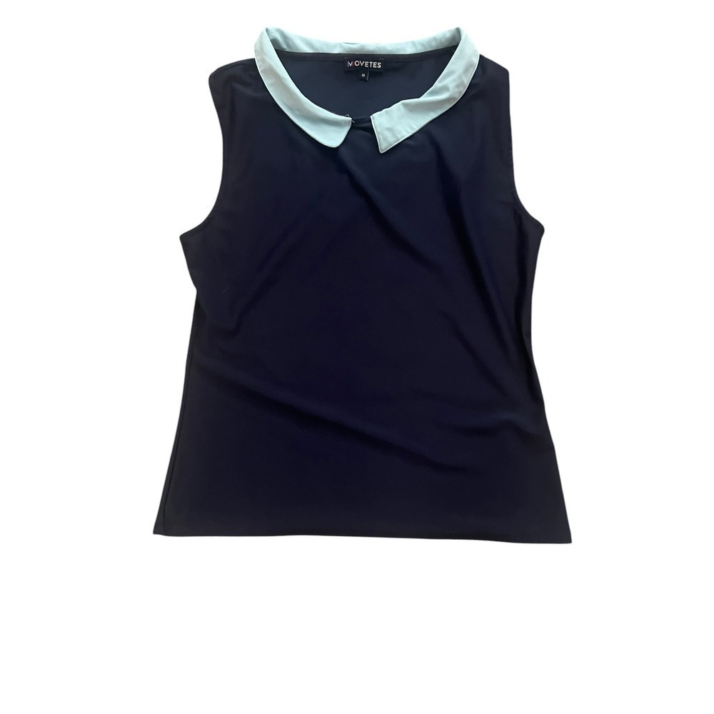 movetes top active/athleisure Peter Pan pointer blue short sleeves M